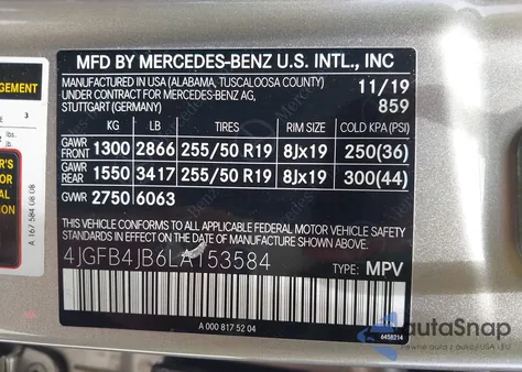 2020 Mercedes-Benz Gle 350 from USA, damaged, VIN 4JGFB4JB6LA153584